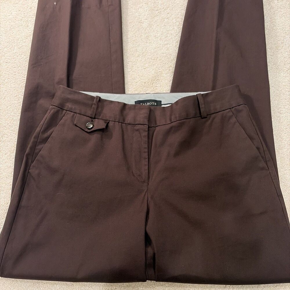 Talbots Brown Cotton Long Pants Slacks Curvy Size 6 Inseam 32